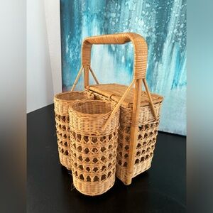 Vintage wicker wine and picnic basket